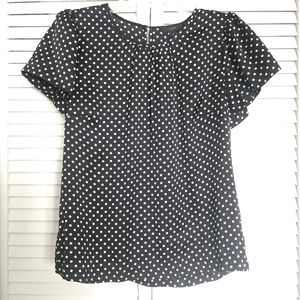 J. Crew Polka Dot Black and White Top